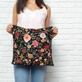 thumbnail image 2 of Watercolor Flowers Pillow Covers 16x16 Inch Decorative Throw Pillow Cover, Farmhouse Floral Vintage Black Sofa Pillowcases Accent Cushion Case Home Decor Bedroom Living Room, 2 of 6