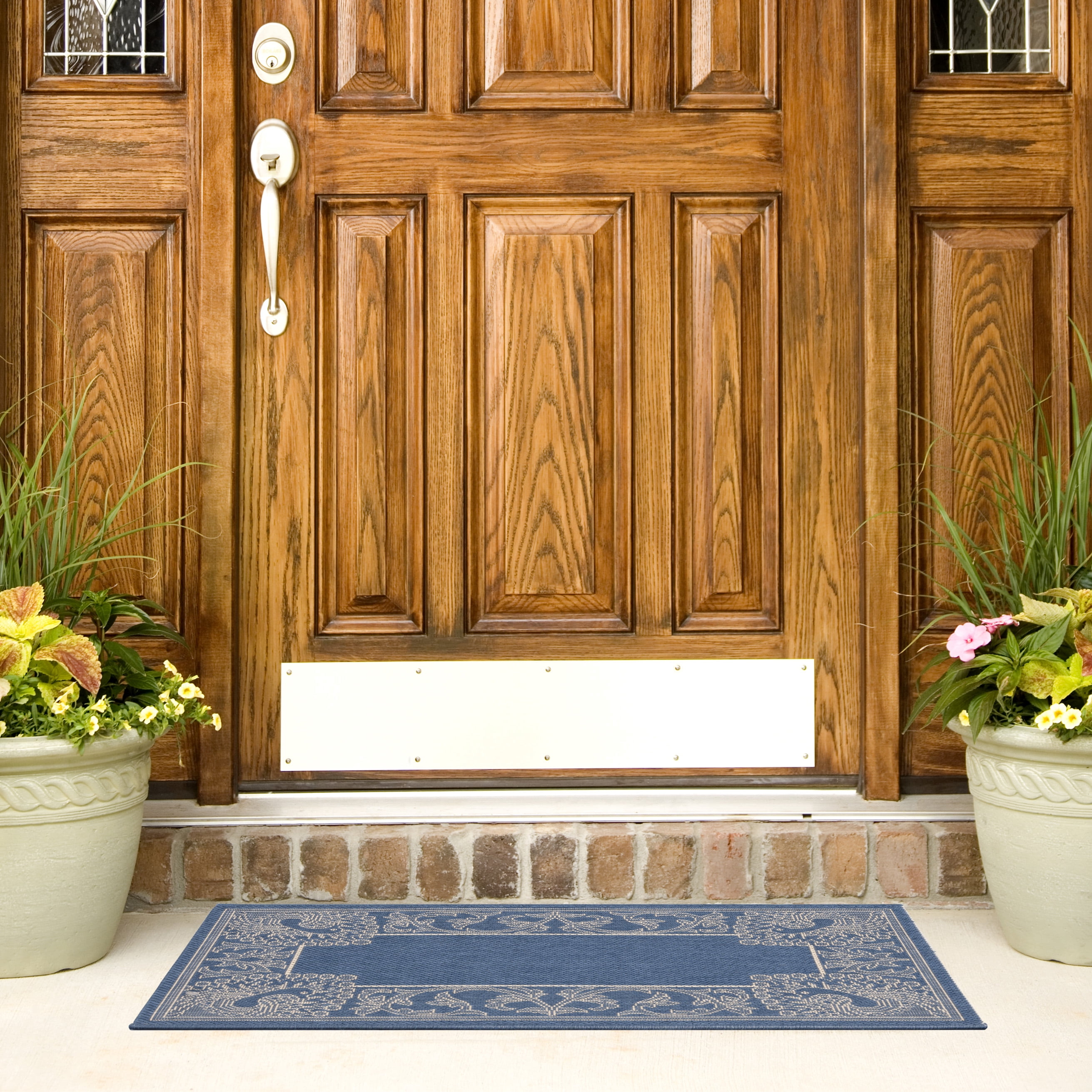 Safavieh Courtyard Cooper Botanical Indoor/Outdoor Area Rug, Blue/Natural, 7'10" x 7'10" Square