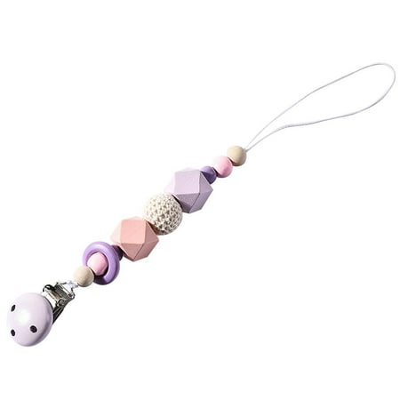 

20pcs Pacifier Clips Wooden Teething Beads Holder for Baby Girls Boys Gift Teether Toys Drool Bib
