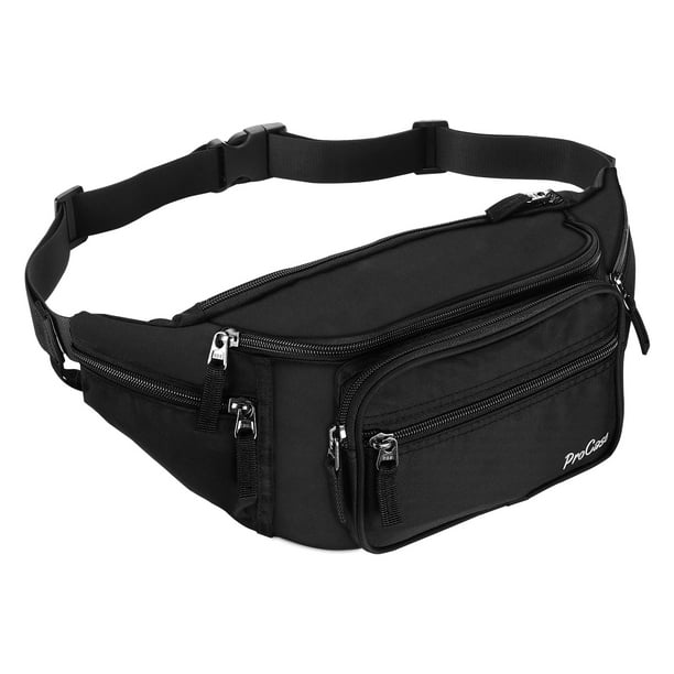 Riñonera Fanny Pack ProCase para viajes, senderismo y correr, color negro