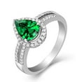 thumbnail image 2 of Halo Art Deco Green Emerald 8X5mm Pear Cut 1.75 Carat Moissanite Diamond Engagement Ring In 10K White Gold, 2 of 3