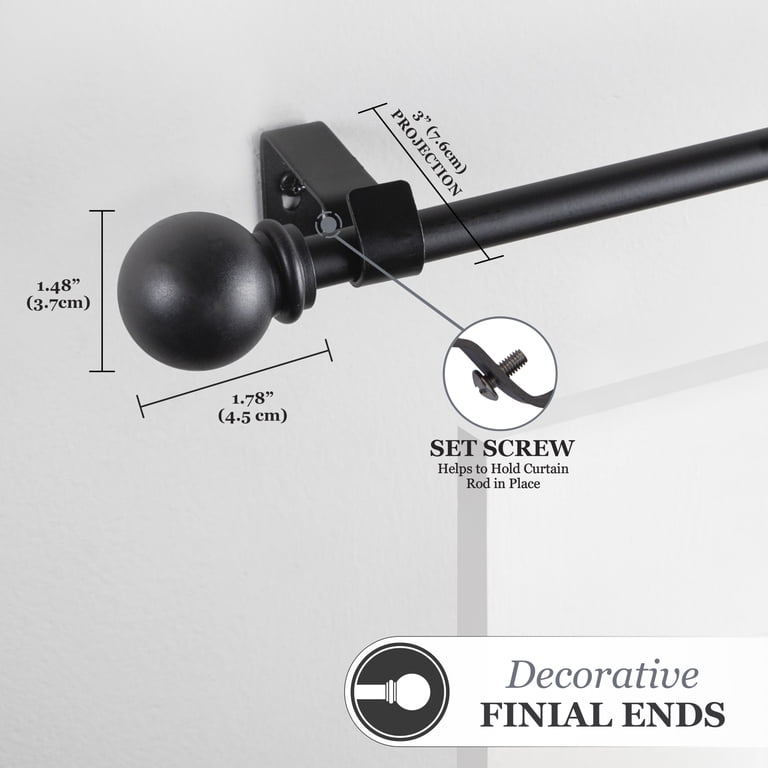 Kenney Chelsea 5/8" Matte Black Single Curtain Rod photo 4