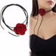 thumbnail image 5 of Jumpingount Gargantilla de flores negras elegante y de moda para mujer Gargantilla larga gótica de terciopelo rosa para mujer Ropa, zapatos y accesorios Miscelánea Negro, 5 of 6