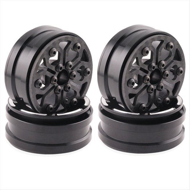 4 Uds. Cubo de Rueda de Llanta Beadlock de Fibra de Carbono de 1,9 Pulgadas para 1/10 Coche Trepador de Control Remoto Axial SCX10 TRX4 A