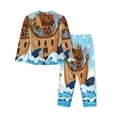 thumbnail image 2 of Junzan Animals On Noah'S Ark Print Womens Pajama Sets,Long Sleeve Button Down For Women Pjs 2 Piece, 2 of 9