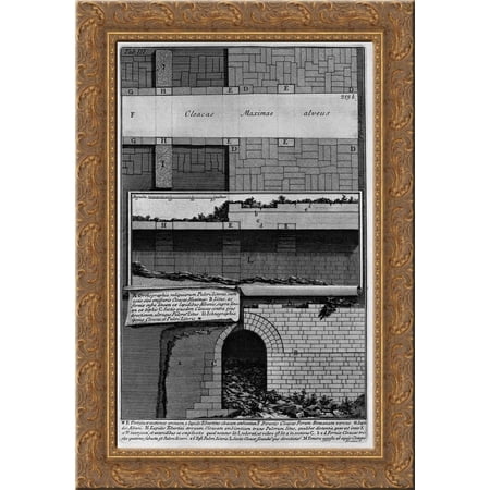 Construction details of the Cloaca Maxima 19x24 Gold Ornate Wood Framed Canvas Art by Piranesi, Giovanni Battista