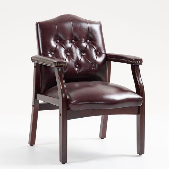 CQSXDA Ergonomic Leather Reception Guest Chairs With Padded Seat And Arms For Office Meeting Waiting Room Conference Use, Burgundy