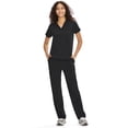 thumbnail image 1 of Conjunto de uniforme médico COZYFIT con cuello en V, blusa y pantalón negro talla M, 1 of 8