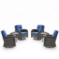 thumbnail image 2 of Unnifurnzi 6 Pieces Patio Bistro Set Outdoor Swivel Rocker Patio Chairs with Side Table Patio Furniture for Deck Porch Garden Balcony Poolside-Brown/Blue, 2 of 7