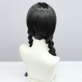 thumbnail image 3 of Pelo largo negro con trenzas, peluca con flequillo, peluca trenzada de cola de caballo negra, peluca trenzada de cosplay para mujeres y niñas para fiesta, 3 of 4