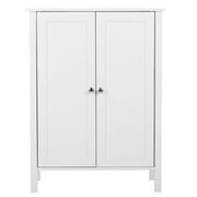 ZENY White Wooden 2 Door Bathroom Cabinet Storage with 3 Shelves Free Standing