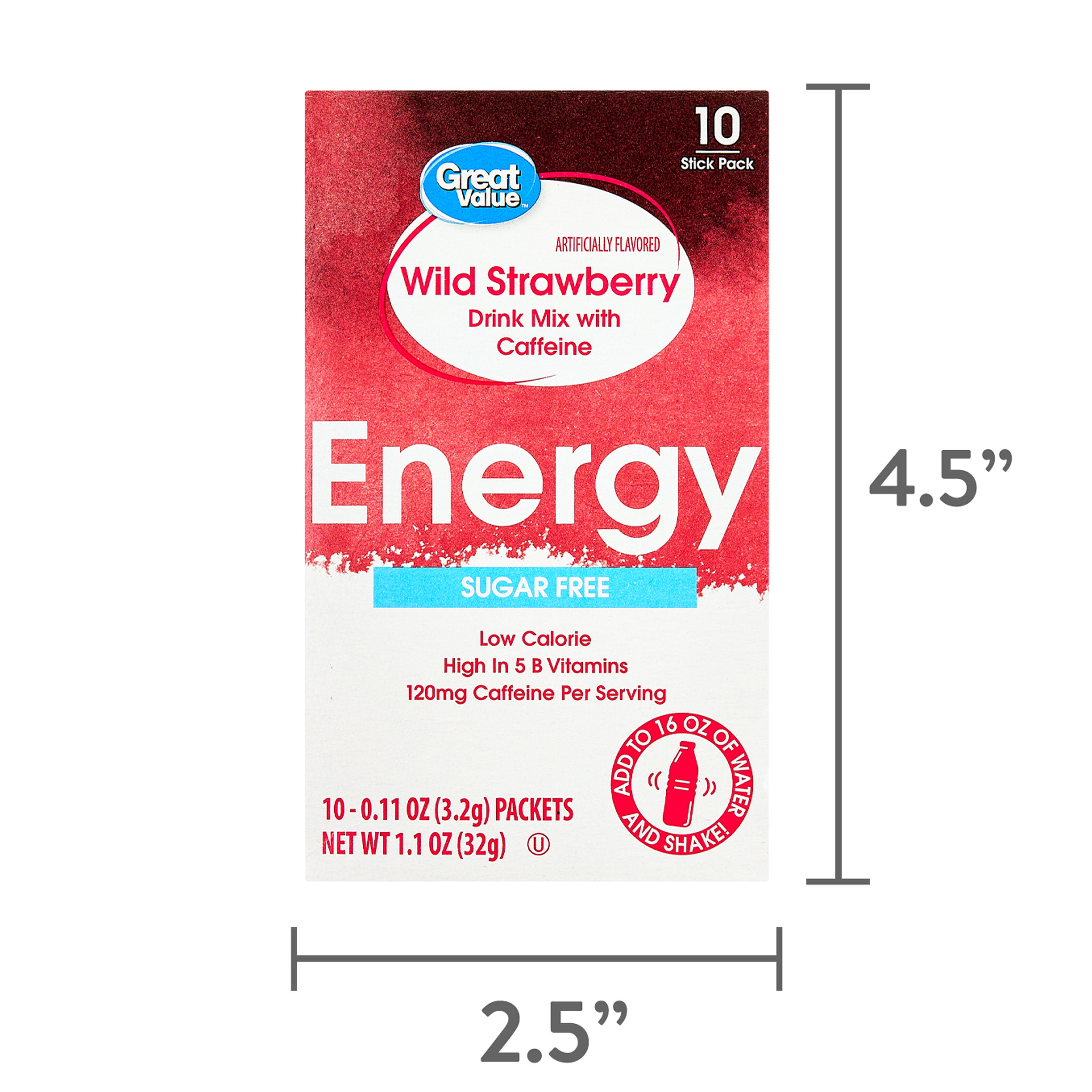 Great Value Wild Strawberry Energy Drink Mix 10 Pack with Caffeine