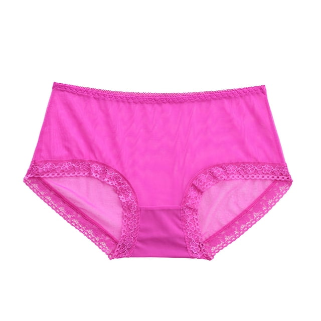 Gibobby Calzoncillos de encaje para mujer sexys Malla Sexy Ladies Bragas Cintura Ahueca hacia fuera Tamaño grande Hip Lift Ladies Briefs(Rosa caliente,G)