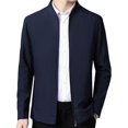 thumbnail image 2 of Joernso Men Jacket Lapel Long Sleeve Zipper Placket Middle-aged Coat with Side Pockets Solid Color Casual Jacket Outwear, 2 of 8