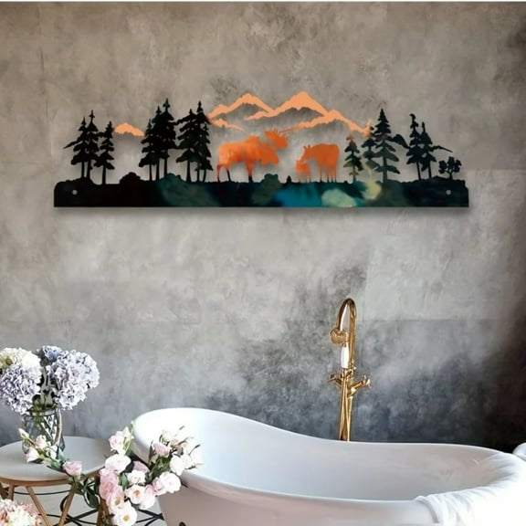 1PC, Exquisite Christmas Home Decoration Metal Crafts. Stunning Metal Wall Decoration Captivating Artistic Forest Moose. Gorgeous Living Room Interior Decoration Ornament. Charming Wall Decoration.