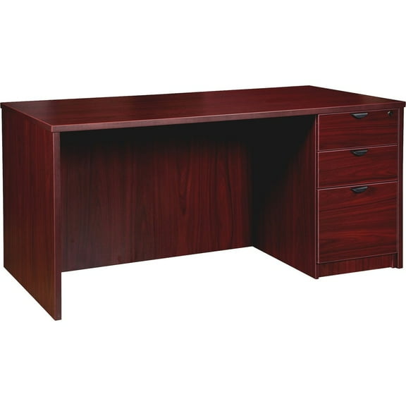 Lorell, LLRPD3066RSPMY, Prominence 2.0 Mahogany Laminate Box/Box/File Right-Pedestal Desk, 1 Each