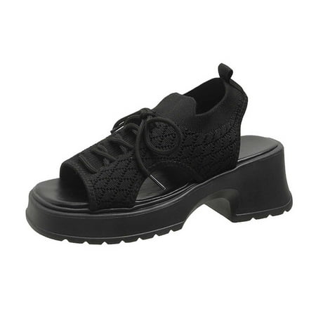 

YanHoo Women s Platform Wedge Sandals Peep-toe Strappy Singback Sandals Girls Summer Casual Shoes