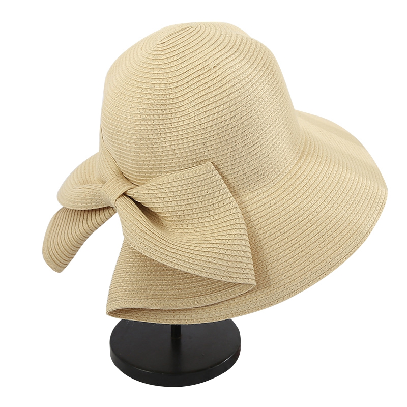 Coxeer Straw Sun Hat Fashion Breathable Bow Fisherman Hat Beach Sun Hat for Women, Women's, Size: One size, Beige