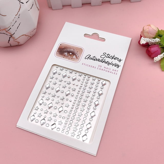 Pegatinas de maquillaje de ojos Pegatinas de diamantes para ojos Decoración facial Joyas de maquillaje de ojos de perla Pegatinas de diamantes de imitación para escenario infantil