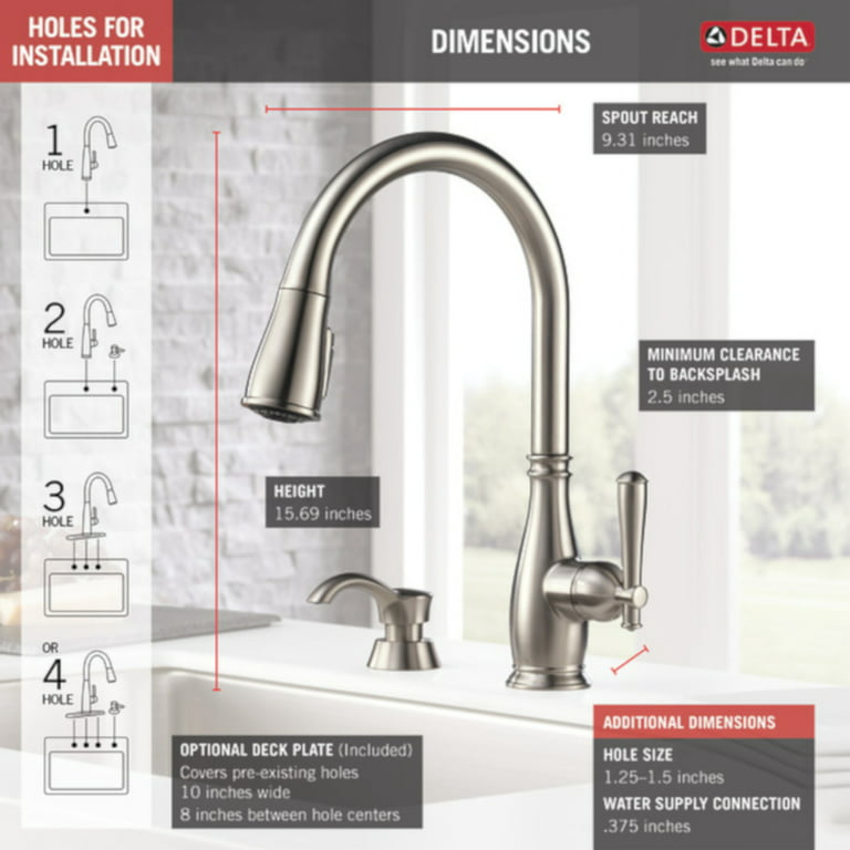 Delta Charmaine One Handle Stainless Steel Kitchen Faucet - Walmart.Com