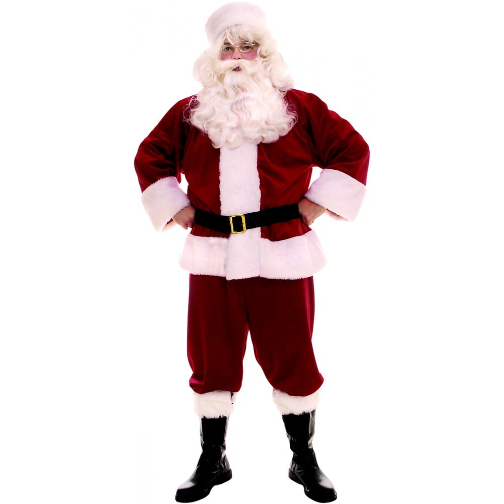 Huyghdfb 7 Pcs Adults Plush Santa Claus Suit Father Christmas Fancy Dress Cosplay Costume Party Outfit
