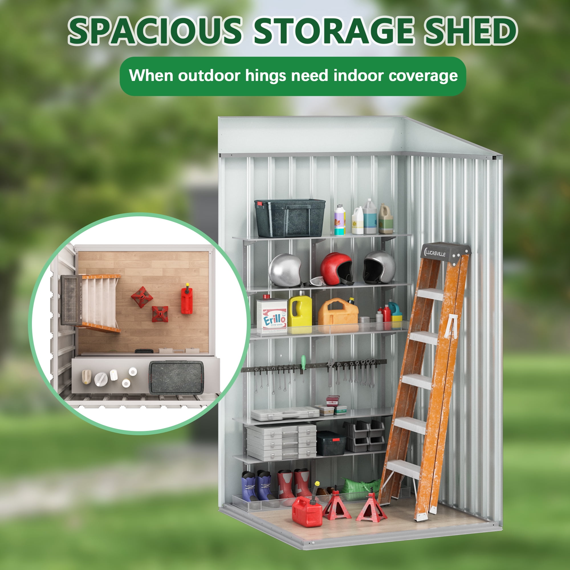 Jaxsunny 3 x 3 ft Outdoor Storage Metal Shed with Sloping Roof and Single Lockable Door for Patio Lawn Backyard,Gray