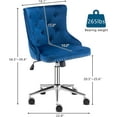 thumbnail image 2 of CQAOE Navy Blue Velvet Armless Home Office Desk Chair with Gold Base/Wheels, Cute Vanity/Makeup Chair with Back for Bedroom, Upholstered Adjustable Rolling Swivel Nail Chair for Women/Girls, 2 of 10