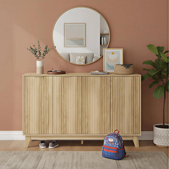 55'' Buffet Cabinet, Sideboard Cabinet with with Adjustable Shelf and 4 Doors, Sideboard Cabinet with Storage for Kitchen, Coffee Bar, Living Room, Entryway, Hallway