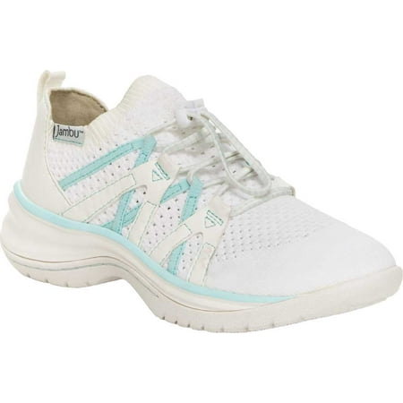 

Women s Jambu Jardin Vegan Slip On Sneaker White/Mint Knit/Tumbled Vegan Nubuck 11 M