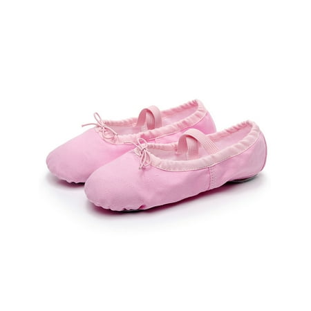 

Oucaili Kids Practice Shoe Split Sole Dance Shoes Ballet Slippers Comfort Canvas Slipper Flats Dancing Pink 11.5C