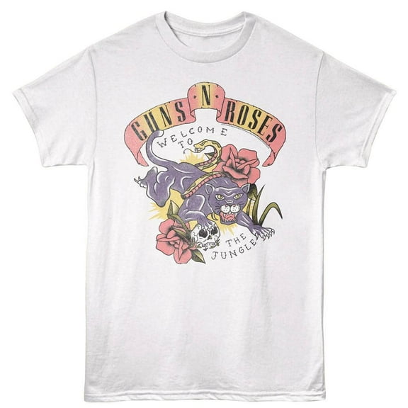 Guns N Roses Welcome to the Jungle Men's T Shirt (White, Adult5XL)