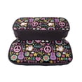 thumbnail image 5 of Picia Peace Love and Dove Flower Power Pattern Large Capacity PU Leather Pencil Case Organizer Pen Marker Holder Double Zipper Storage Bag Big Pencil Pouch for College Office, 5 of 6