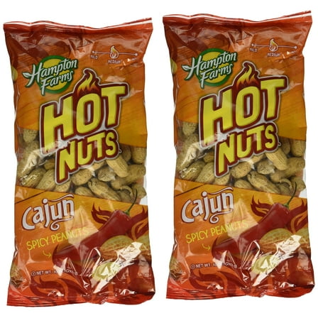 Hampton Farms Hot Nuts Cajun Spicy Peanuts, 10 oz.(Pack of 2)