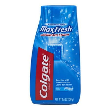 Colgate MaxFrais avec Mini Dentifrice Fluoride bandes de souffle, blanchissants, Cool Mint 4,6 oz (pack de 2)