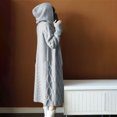 thumbnail image 6 of Tawop Cardigans Woman Autumn Solid Colour Long Sleeve Sweater Long Length Loose Hooded Cardigan Twisted Chunky Sweater Gray Free Size, 6 of 6