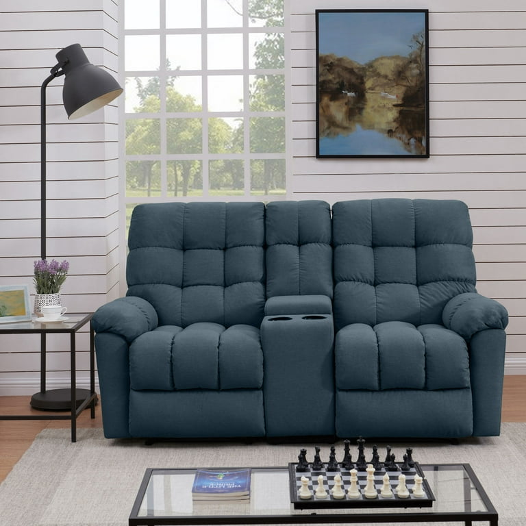 Homesvale Powered Storage Recliner Loveseat Caribbean Blue Velvet Walmart