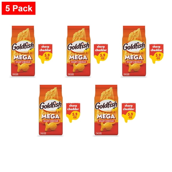 Goldfish Mega Bites Sharp Cheddar Cheese Crackers 5.9 oz - 5 Pack