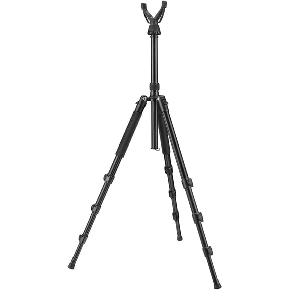 SharpOptics Shooting Tripod Hunting Stick, Tripod with 360° Swivel V Yoke, Height Adjustable 26.5"- 64.5", Lever Locks for Outdoor Activities