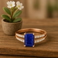 thumbnail image 5 of 7X5MM Lapis 925 Sterling Sterling Silver Rose Plated Solitaire Women Valentines Day Gifts Ring, 5 of 8