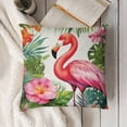 thumbnail image 3 of JRXY Summer Pillow Cover Flamingo Floral Decor Tropical Green Leaf Farmhouse Seasonal Decorative Throw Pillow Case for Home Sofa Couch 20x20in, 3 of 5