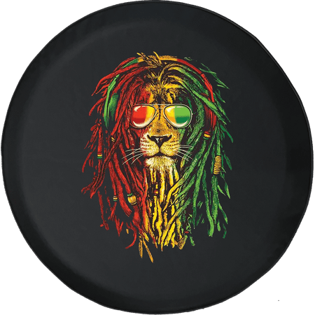 15 Inch Spare Tire Cover Rastafarian Lion Dread Wildlife Adventure Offroad 4x4 Spare Tire Cover fits Jeep RV & More 28 Inch ()