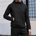 thumbnail image 2 of Men Waffle Hooded Jacket Full Zip Long Sleeve Drawstring Hoodies for Men Loose Solid Color Top with Hood (Black S), 2 of 5