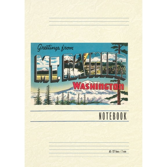 Vintage Lined Notebook Greetings from Mt. Rainier, (Paperback)