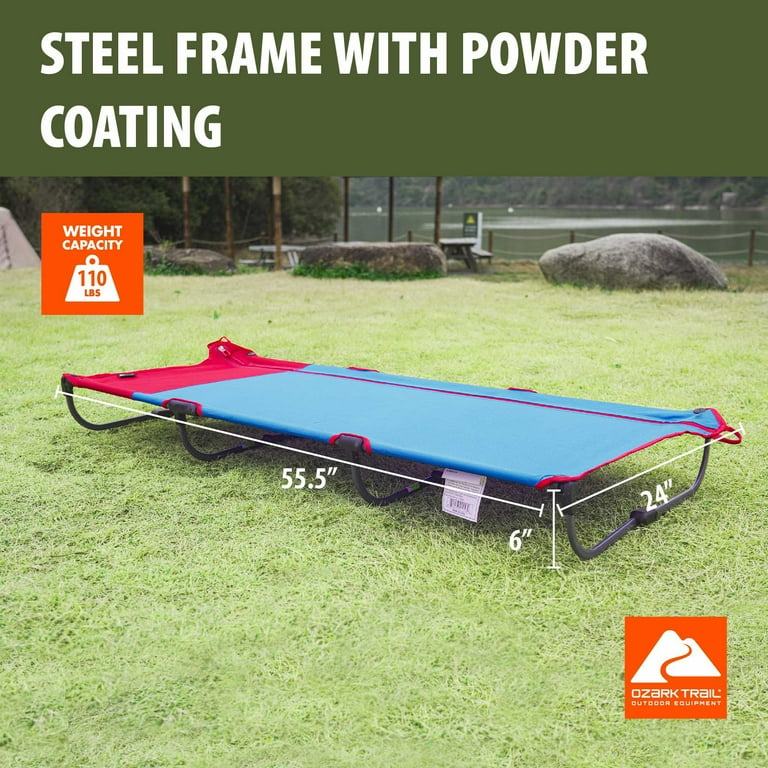Ozark Trail Kids Portable Zipper Cot 55x24x6 in Camping Sleeping