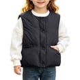 thumbnail image 3 of THDHVS Toddler Vest,Girls Solid Stand Collar Quilted Puffer Vest with Pockets Sleeveless Winter Casual Outerwear,Jackets for Girls Black 6-7 Years, 3 of 9