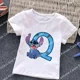 thumbnail image 3 of Camiseta de algodón con letras ABCD de Stitch para niños, camisetas combinadas, camisetas de dibujos animados Kawaii, ropa informal para niños y niñas, camisetas Harajuku para niños y niñas, 3 of 5