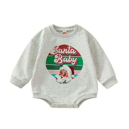 

Sunisery Kids Baby Girls Boys Christmas Romper Cartoon Santa Print Long Sleeve Sweatshirt Jumpsuit Clothes