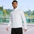 thumbnail image 4 of Zehisen Men's Running Shirt Long Sleeve Quarter Zip Pullover Moisture Wicking UPF 50+ UV Protection Quick Dry Athletic Workout Shirts White L, 4 of 10