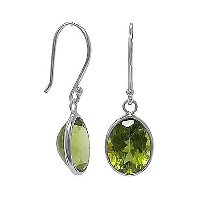 4.5 Carat Total Wt. Oval Peridot Sterling Silver Dangle Earrings