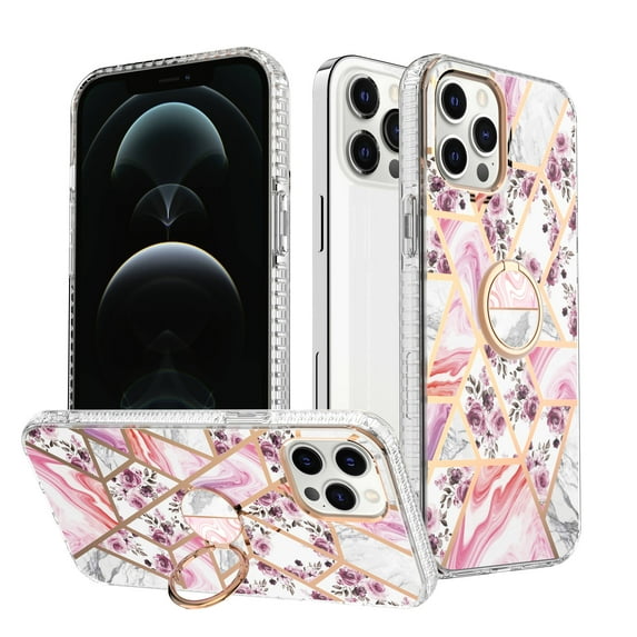 Shockproof Marble Ring Stand Plating Case Cover For iPhone 12 11 Pro XS Max XRFor iPhone 12 Pro,G